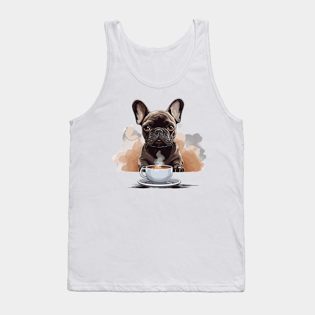 French Bulldog Drinking Coffee Tank Top by Graceful Designs
